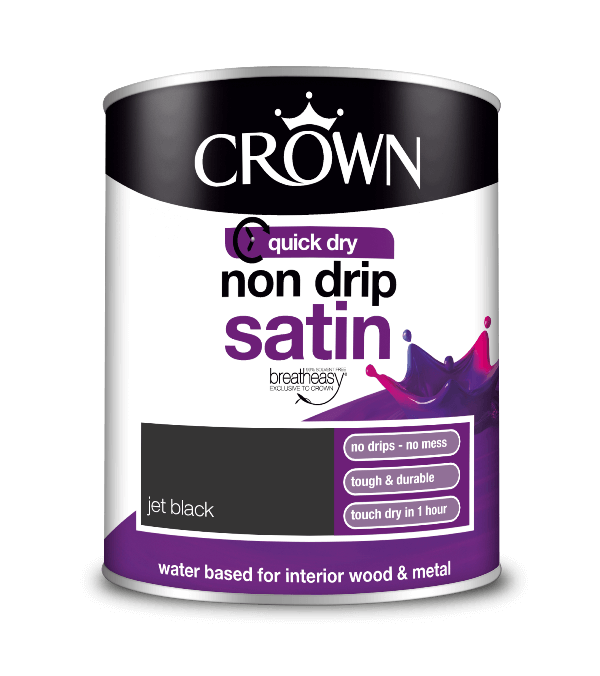 Боя за метал и дърво Crown Non Drip Satin 750 ml. Jet Black