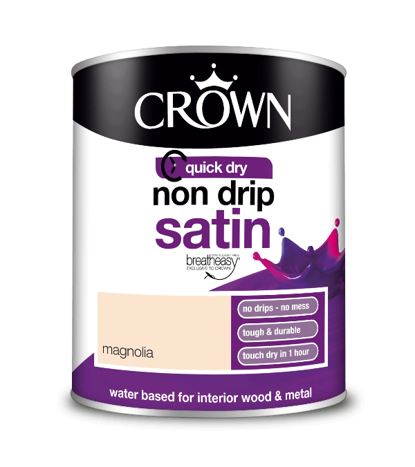 Боя за метал и дърво Crown Non Drip Satin 750 ml. Magnolia