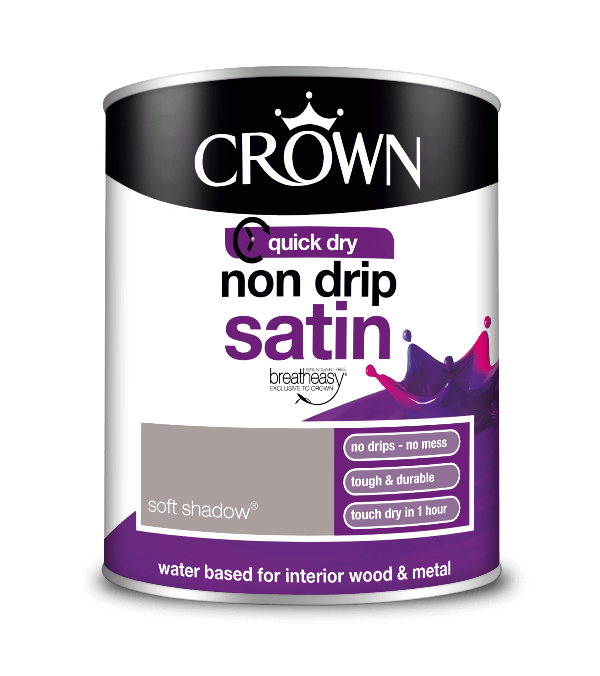 Боя за метал и дърво Crown Non Drip Satin 750 ml. Soft Shadow