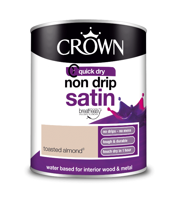 Боя за метал и дърво Crown Non Drip Satin 750 ml. Toasted almond